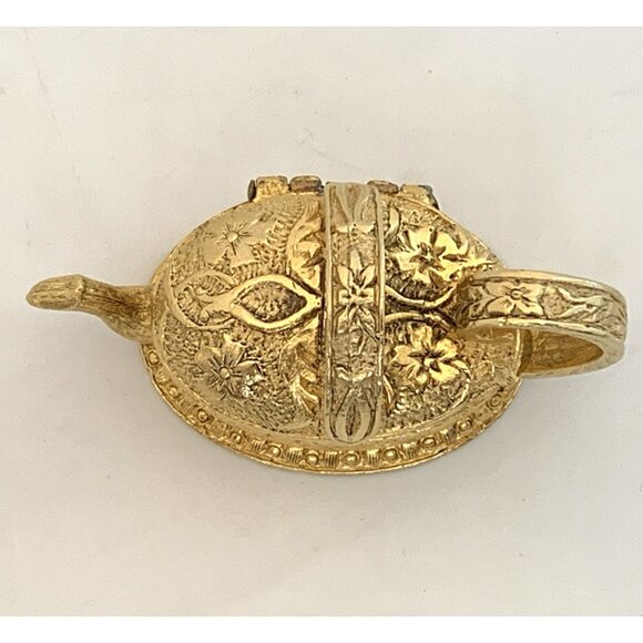 Corday Solid Perfume Empty Compact Le Pot D'Or Gold Tone Toujours Moi Watering - Picture 4 of 7